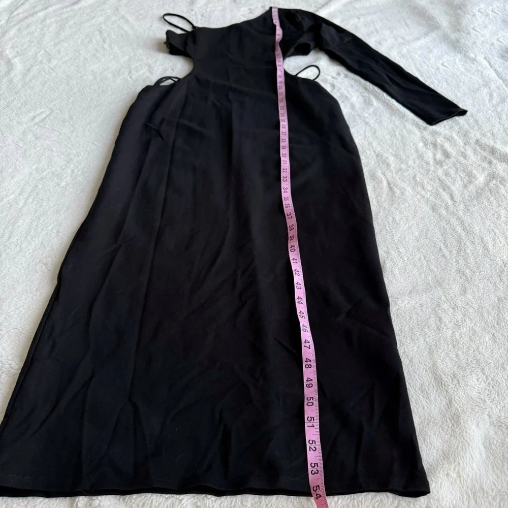 NBD NWT Adley Black One Shoulder Cut Out Midi Dress L